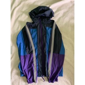 Purple and blue windbreaker w/ reflective sleeves